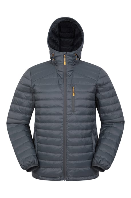 'Henry II' Men's Down Padded Jacket Water Resistant Hooded Puffer Winter Coat Grey - Image 5