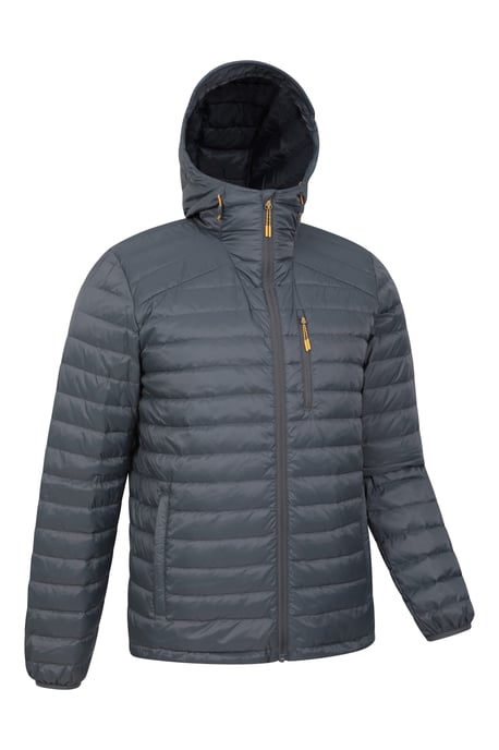 'Henry II' Men's Down Padded Jacket Water Resistant Hooded Puffer Winter Coat Grey - Image 6