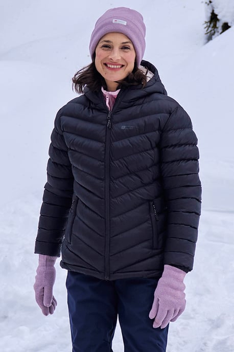 'Seasons' Women's Padded Jacket Fur Lined Water Resistant Coat Black - Image 1
