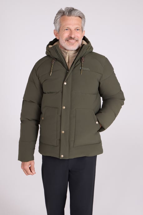 'Manta' Men's Borg Lined Jacket Isotherm Water Resistant Padded Coat Khaki - Image 1
