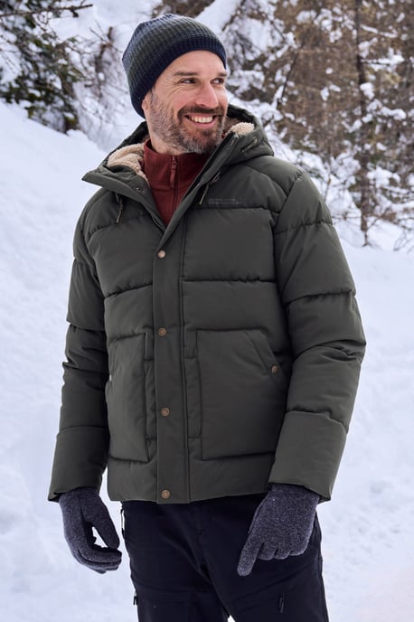 'Manta' Men's Borg Lined Jacket Isotherm Water Resistant Padded Coat Khaki - Image 2
