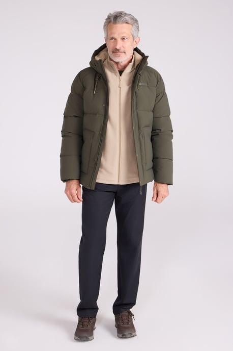 'Manta' Men's Borg Lined Jacket Isotherm Water Resistant Padded Coat Khaki - Image 3