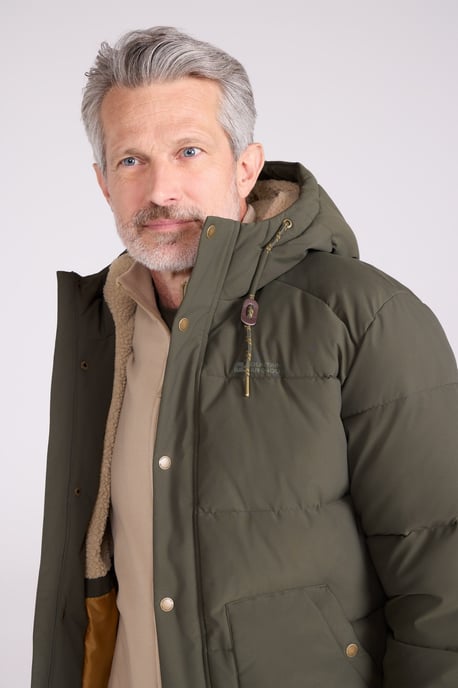 'Manta' Men's Borg Lined Jacket Isotherm Water Resistant Padded Coat Khaki - Image 4