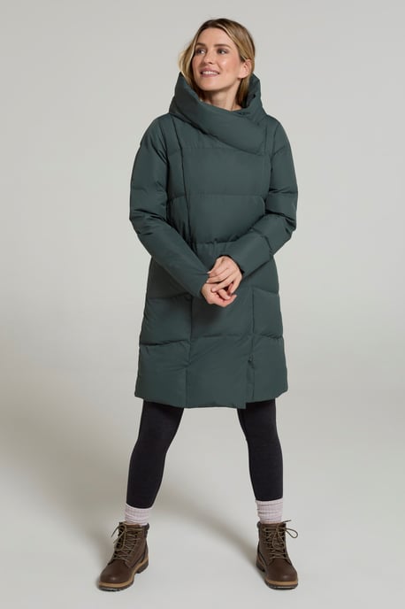 Women's Cosy Wrap Down Padded Jacket Water Resistant Warm Puffer Winter Coat Khaki - Image 2