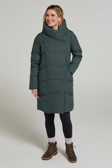 Women's Cosy Wrap Down Padded Jacket Water Resistant Warm Puffer Winter Coat Khaki - Image 4
