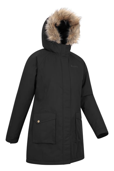 'Tarka' Women's Long Jacket Waterproof Winter Warm Padded Coat Black - Image 6