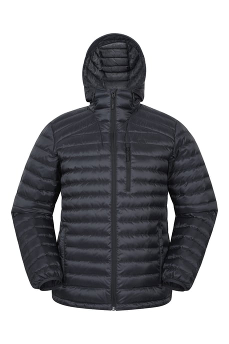 'Henry II' Men's Down Padded Jacket Water Resistant Hooded Puffer Winter Coat Black - Image 1