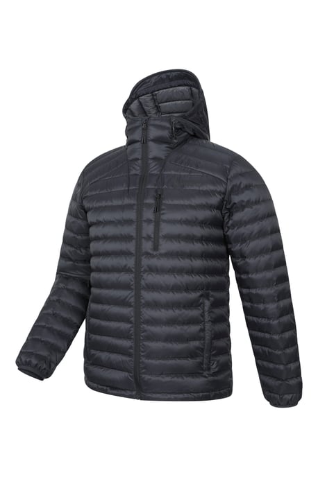 'Henry II' Men's Down Padded Jacket Water Resistant Hooded Puffer Winter Coat Black - Image 4