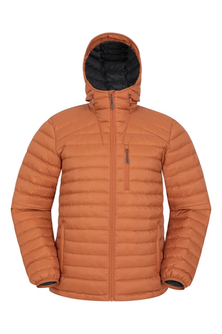 'Henry II' Men's Down Padded Jacket Water Resistant Hooded Puffer Winter Coat Rust - Image 6