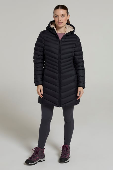 'Florence' Women's Padded Jacket Fur Lined Water Resistant Coat Black - Image 1
