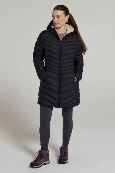 'Florence' Women's Padded Jacket Fur Lined Water Resistant Coat Black - Image 2