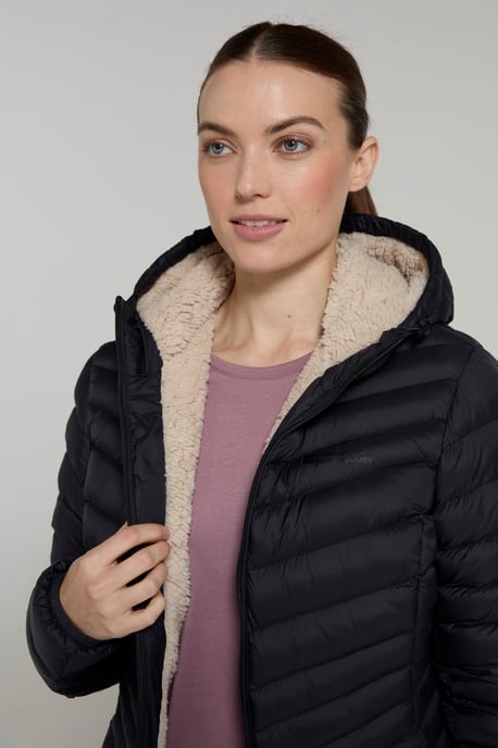 'Florence' Women's Padded Jacket Fur Lined Water Resistant Coat Black - Image 4