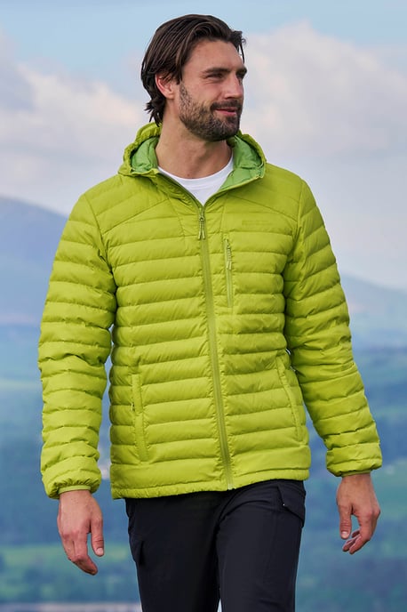 'Henry II' Men's Down Padded Jacket Water Resistant Hooded Puffer Winter Coat Lime Green - Image 1