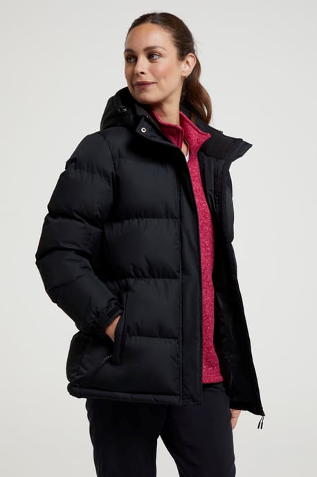 'Snow' Women's Padded Jacket Water Resistant Full Zip Warm Cosy Coat Black - Image 4