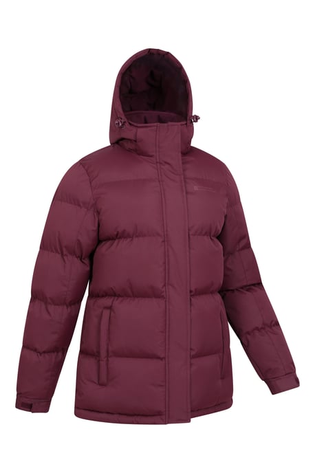 'Snow' Women's Padded Jacket Water Resistant Full Zip Warm Cosy Coat Burgundy - Image 3