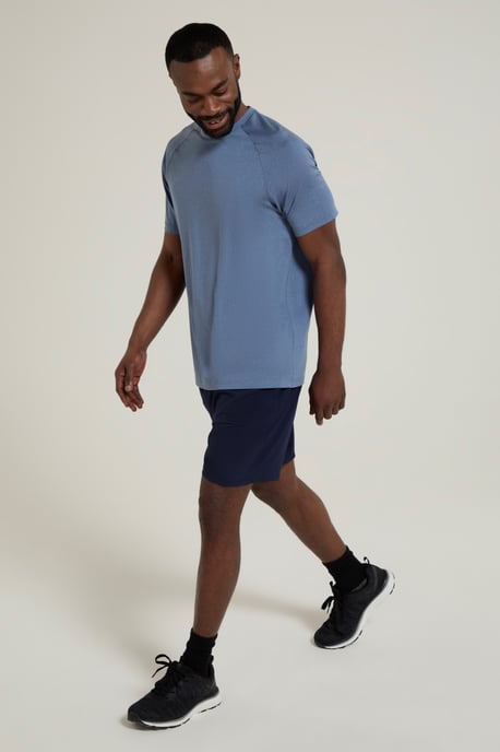 'Agra' Men's Melange T-Shirt Quick Wicking Breathable Sports T-Shirt Dark Blue - Image 2