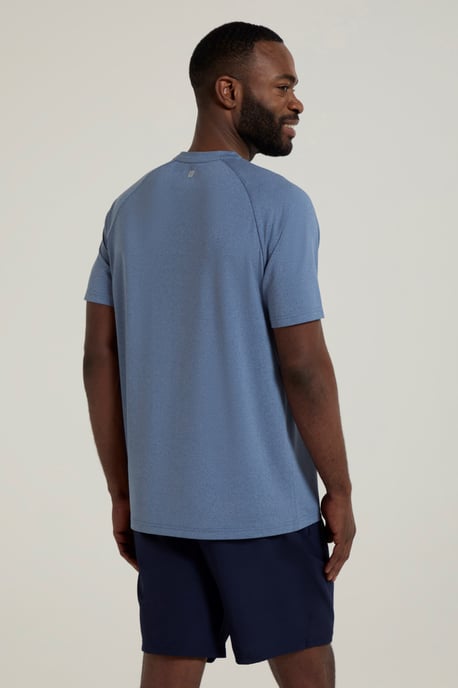 'Agra' Men's Melange T-Shirt Quick Wicking Breathable Sports T-Shirt Dark Blue - Image 4