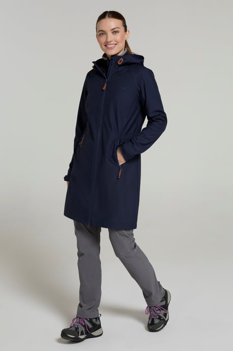 'Ioana' Women's Longline Softshell Jacket Water Resistant Breathable Activewear Navy - Image 2