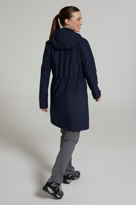'Ioana' Women's Longline Softshell Jacket Water Resistant Breathable Activewear Navy - Image 3