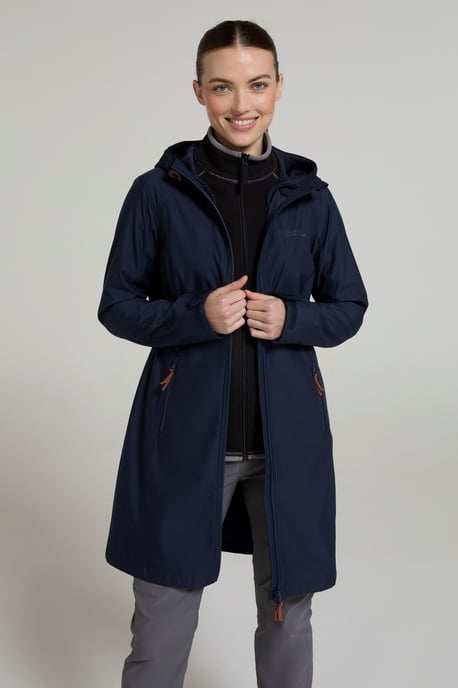 'Ioana' Women's Longline Softshell Jacket Water Resistant Breathable Activewear Navy - Image 4
