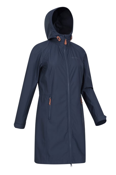 'Ioana' Women's Longline Softshell Jacket Water Resistant Breathable Activewear Navy - Image 6