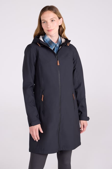 'Ioana' Women's Longline Softshell Jacket Water Resistant Breathable Activewear Black - Image 1
