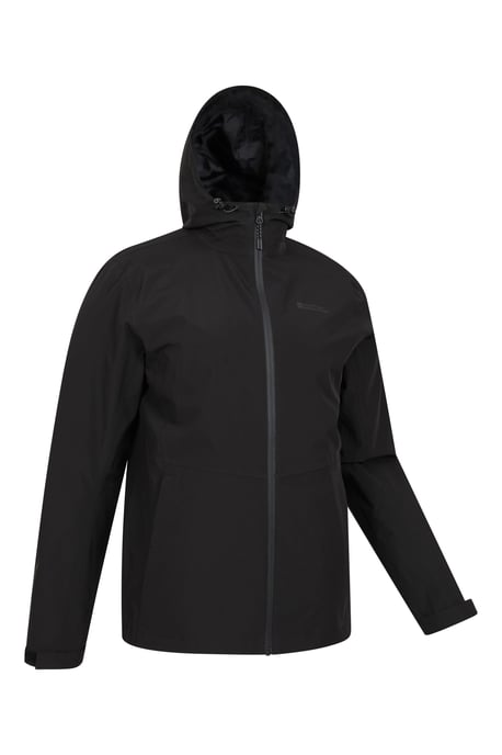 'Covert' Men's Rain Jacket with Adjustable Hood Waterproof Coat Black - Image 6