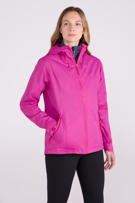 'Swerve' Women's Waterproof Jacket with Adjustable Hood Rain Coat Pink - Image 1