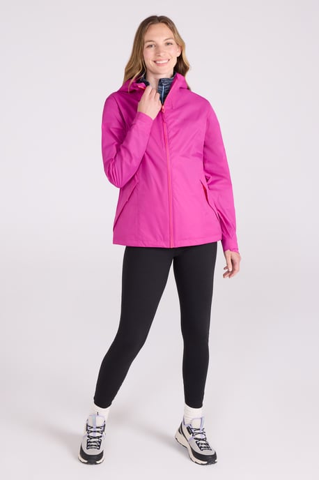'Swerve' Women's Waterproof Jacket with Adjustable Hood Rain Coat Pink - Image 2