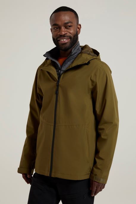 'Covert' Men's Rain Jacket with Adjustable Hood Waterproof Coat Forest Green - Image 2