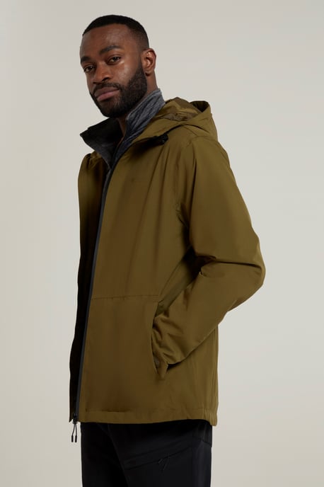 'Covert' Men's Rain Jacket with Adjustable Hood Waterproof Coat Forest Green - Image 3
