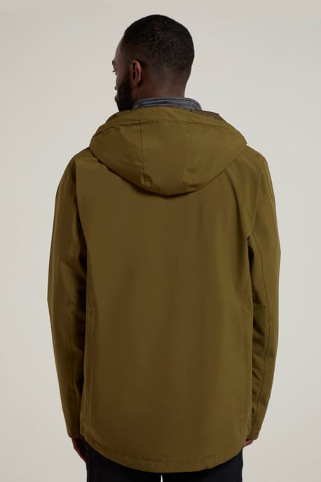 'Covert' Men's Rain Jacket with Adjustable Hood Waterproof Coat Forest Green - Image 4