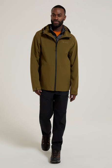 'Covert' Men's Rain Jacket with Adjustable Hood Waterproof Coat Forest Green - Image 5