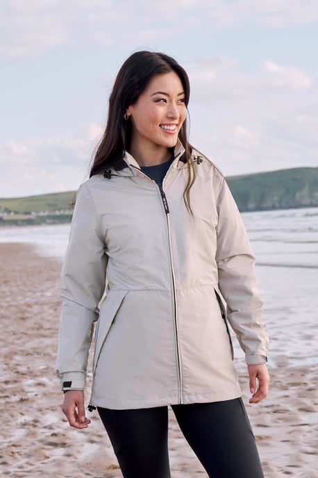 'Pace' Women's Waterproof Jacket Breathable Packable Coat Ecru - Image 1