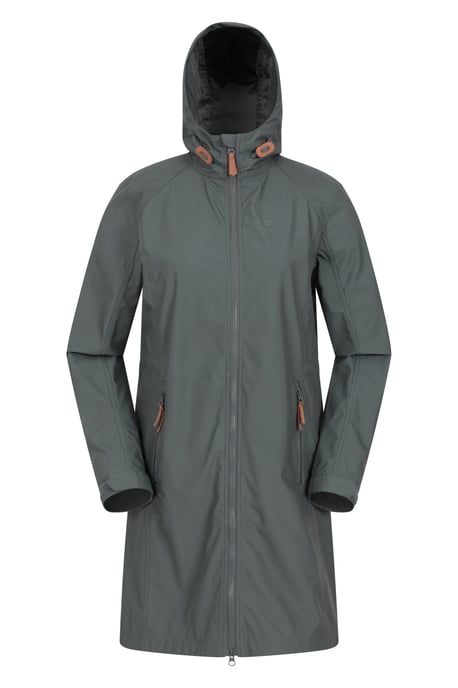 'Ioana' Women's Longline Softshell Jacket Water Resistant Breathable Activewear Dark Green - Image 2