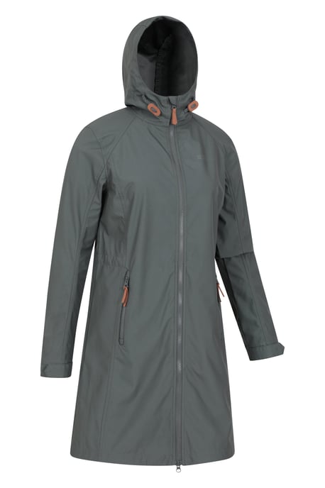 'Ioana' Women's Longline Softshell Jacket Water Resistant Breathable Activewear Dark Green - Image 3
