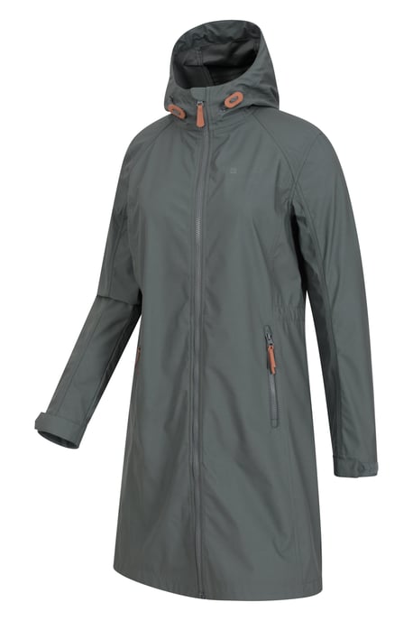 'Ioana' Women's Longline Softshell Jacket Water Resistant Breathable Activewear Dark Green - Image 5