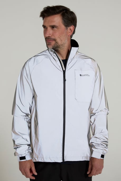 'Adrenaline' Men's Cycling Jacket Reflective Waterproof Coat Silver - Image 1