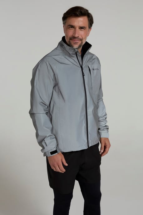 'Adrenaline' Men's Cycling Jacket Reflective Waterproof Coat Silver - Image 2