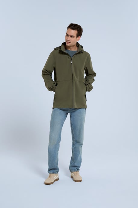 'Pace' Men's Waterproof Jacket with Adjustable Hood & Cuffs Packable Coat Khaki - Image 5