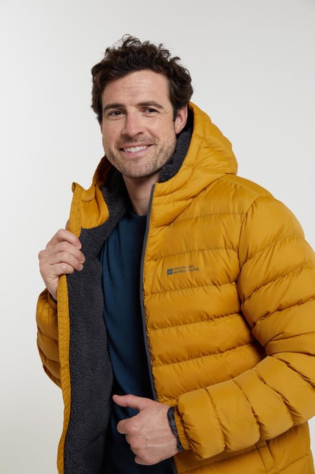 'Seasons' Men's Padded Jacket with Side Pockets Fur Lined Water Resistant Coat Mustard - Image 2