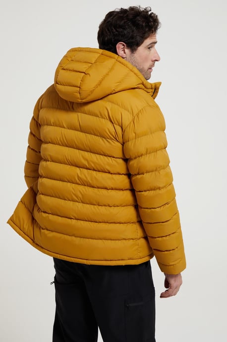 'Seasons' Men's Padded Jacket with Side Pockets Fur Lined Water Resistant Coat Mustard - Image 4
