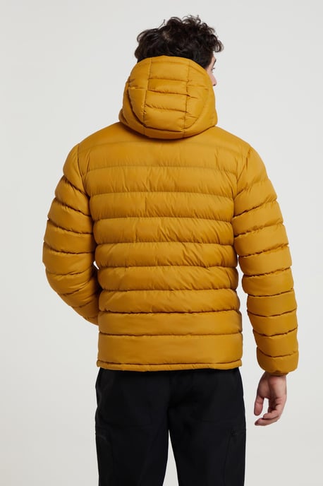'Seasons' Men's Padded Jacket with Side Pockets Fur Lined Water Resistant Coat Mustard - Image 5
