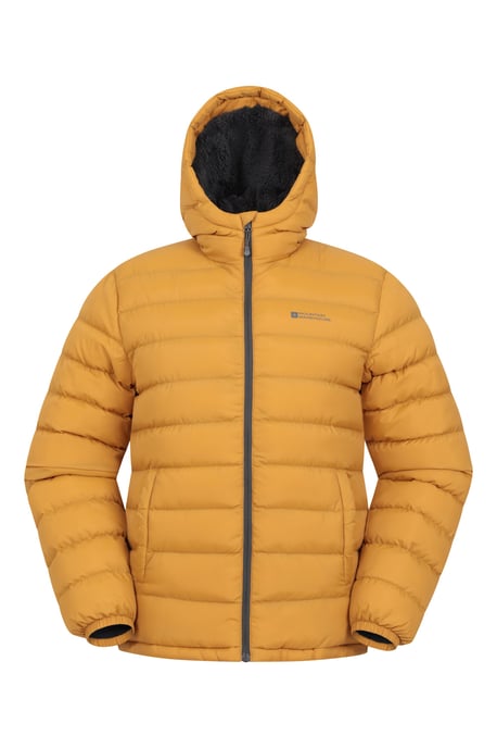 'Seasons' Men's Padded Jacket with Side Pockets Fur Lined Water Resistant Coat Mustard - Image 6