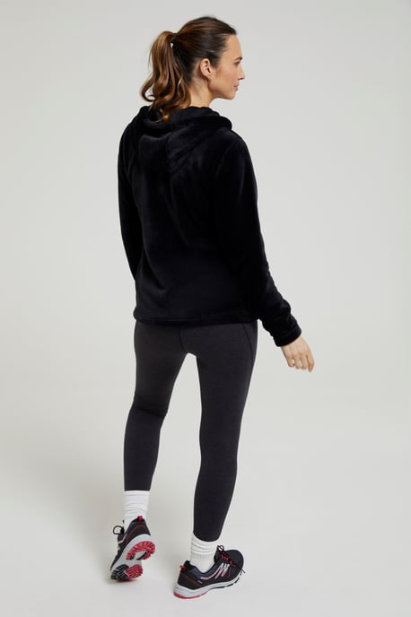 'Snaggle' Women's Hooded Fleece Jacket Everyday Winter Coat Black - Image 3