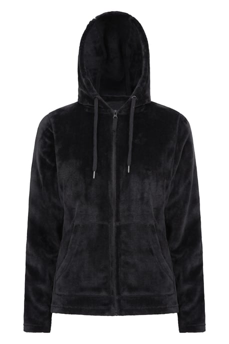 'Snaggle' Women's Hooded Fleece Jacket Everyday Winter Coat Black - Image 5