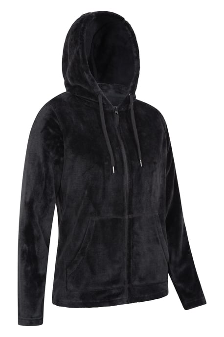 'Snaggle' Women's Hooded Fleece Jacket Everyday Winter Coat Black - Image 6