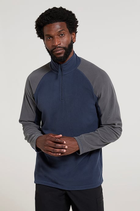 'Ashbourne' Men's Fleece Jacket Half Zip Mid Layer Sweater Dark Blue - Image 1