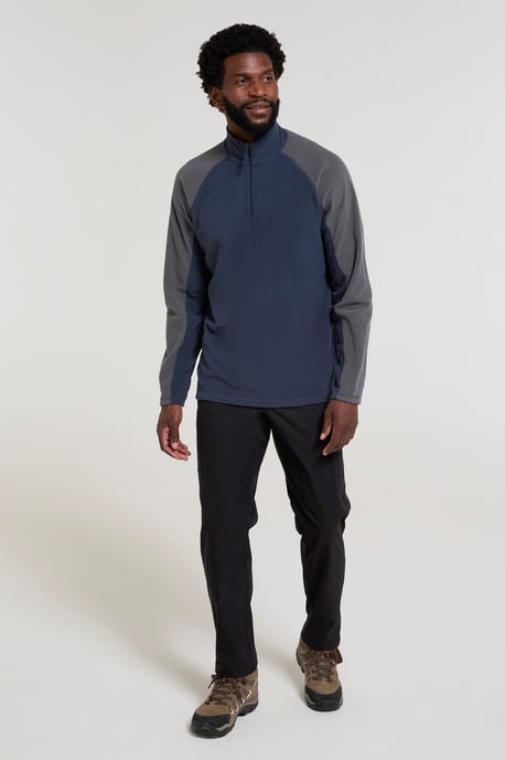 'Ashbourne' Men's Fleece Jacket Half Zip Mid Layer Sweater Dark Blue - Image 2