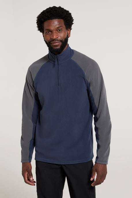 'Ashbourne' Men's Fleece Jacket Half Zip Mid Layer Sweater Dark Blue - Image 3